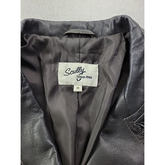 Scully Women's Leather Jacket Dark Brown Fringe Single Breasted Vintage Retro - Picture 5 of 9